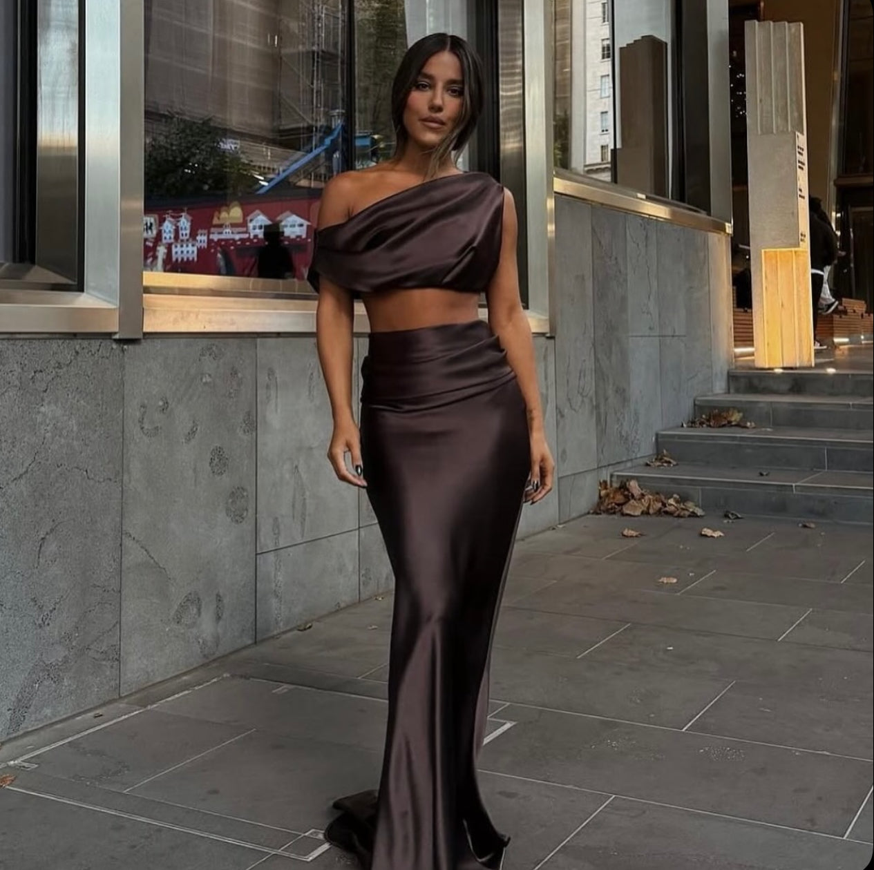 Effie Kats Perez chocolate satin set