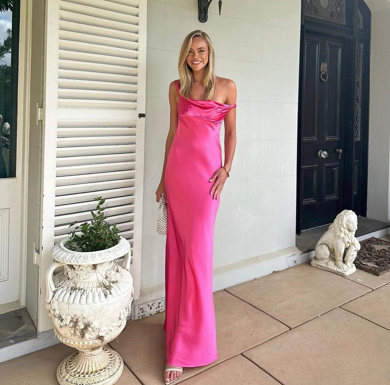 Natalie Rolt ‘Monika’ fuchsia satin gown