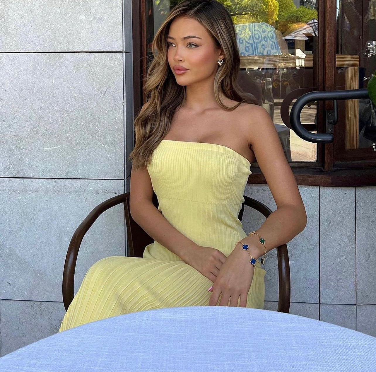 Kookai ‘Serah’ lemon meringue strapless midi