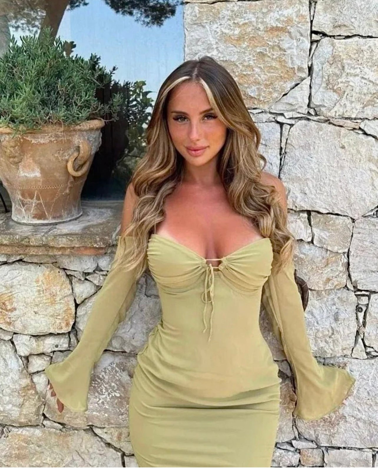 naomi olive halter midi dress Naomi Olive Halter Midi Dress
